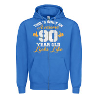 True Royal 90th birthday novelty gift awesome 90 year old t shirt Zipper Hoodie - linhVisuals