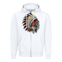 Native American Indian Chief Skull Motorcycle Headdress  T Shirt Zipper Hoodie | Teevron