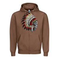 Chestnut native american indian chief skull motorcycle headdress  t shirt Zipper Hoodie - linhVisuals