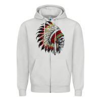 Dove Grey native american indian chief skull motorcycle headdress  t shirt Zipper Hoodie - linhVisuals