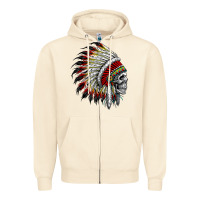 Sandshell native american indian chief skull motorcycle headdress  t shirt Zipper Hoodie - linhVisuals