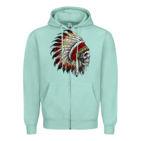 Seafoam native american indian chief skull motorcycle headdress  t shirt Zipper Hoodie - linhVisuals