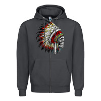 Smoke native american indian chief skull motorcycle headdress  t shirt Zipper Hoodie - linhVisuals