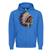 True Royal native american indian chief skull motorcycle headdress  t shirt Zipper Hoodie - linhVisuals