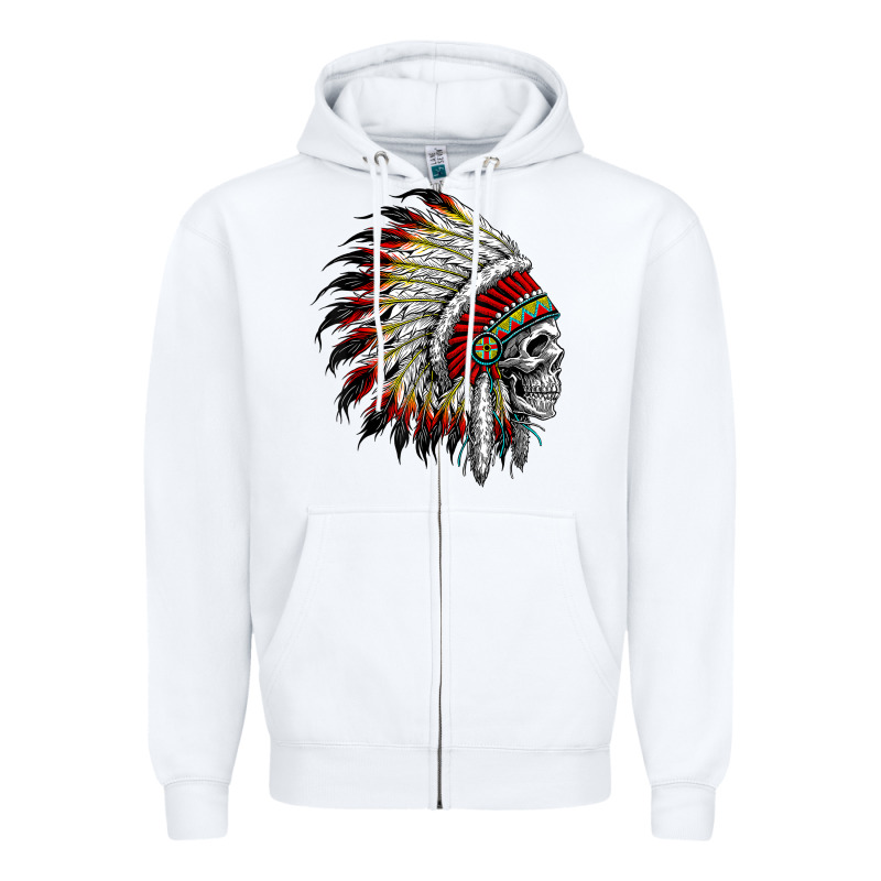 Native American Indian Chief Skull Motorcycle Headdress  T Shirt Zipper Hoodie by linhVisuals | Teevron