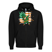 Black dabbing leprechaun irish american flag Zipper Hoodie - linhVisuals