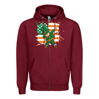 Burgundy dabbing leprechaun irish american flag Zipper Hoodie - linhVisuals