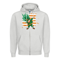 Dove Grey dabbing leprechaun irish american flag Zipper Hoodie - linhVisuals