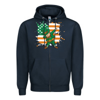 Navy dabbing leprechaun irish american flag Zipper Hoodie - linhVisuals