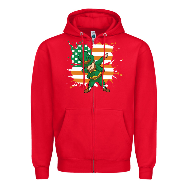 Dabbing Leprechaun Irish American Flag Zipper Hoodie by linhVisuals | Teevron