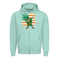 Seafoam dabbing leprechaun irish american flag Zipper Hoodie - linhVisuals