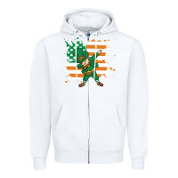 White dabbing leprechaun irish american flag Zipper Hoodie - linhVisuals