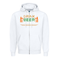 White i just want to drink with my friends Zipper Hoodie - linhVisuals