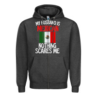 Charcoal Heather my husband is mexican nothing scares me funny husband zip hoodie Zipper Hoodie - linhVisuals