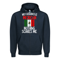 Navy my husband is mexican nothing scares me funny husband zip hoodie Zipper Hoodie - linhVisuals