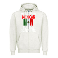 Oatmeal Heather my husband is mexican nothing scares me funny husband zip hoodie Zipper Hoodie - linhVisuals