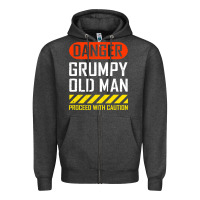 Charcoal Heather funny danger grumpy old man sarcastic saying, retirement t shirt Zipper Hoodie - linhVisuals
