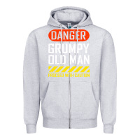 Heather Grey funny danger grumpy old man sarcastic saying, retirement t shirt Zipper Hoodie - linhVisuals
