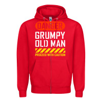 Red funny danger grumpy old man sarcastic saying, retirement t shirt Zipper Hoodie - linhVisuals