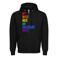 Black my wife has an awesome wife funny lesbian wedding gift t shirt Zipper Hoodie - linhVisuals
