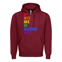 Burgundy my wife has an awesome wife funny lesbian wedding gift t shirt Zipper Hoodie - linhVisuals
