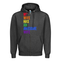 Charcoal Heather my wife has an awesome wife funny lesbian wedding gift t shirt Zipper Hoodie - linhVisuals