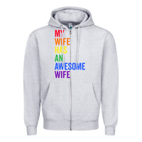 Heather Grey my wife has an awesome wife funny lesbian wedding gift t shirt Zipper Hoodie - linhVisuals