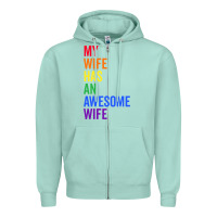 Seafoam my wife has an awesome wife funny lesbian wedding gift t shirt Zipper Hoodie - linhVisuals