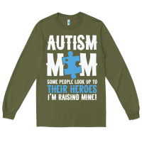 Army Green lil autism mom Long Sleeve Tee - CowhideDigitalArt