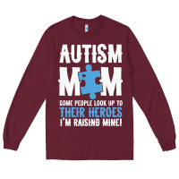 Burgundy lil autism mom Long Sleeve Tee - CowhideDigitalArt