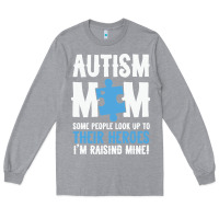 Heather Grey lil autism mom Long Sleeve Tee - CowhideDigitalArt