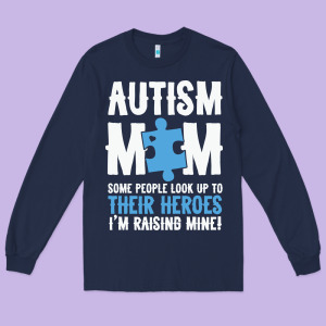 Lil Autism Mom Long Sleeve Tee Designed By Cowhidedigitalart