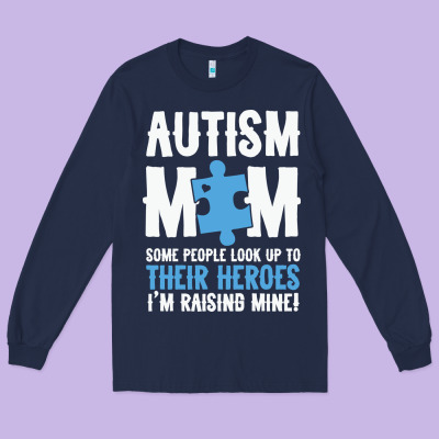 Lil Autism Mom Long Sleeve Tee Designed By Cowhidedigitalart