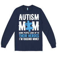 Navy lil autism mom Long Sleeve Tee - CowhideDigitalArt
