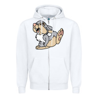 White thumper Zipper Hoodie - linhVisuals
