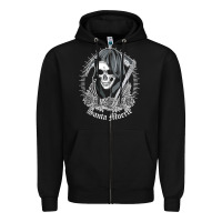 Black santa muerte female deity mexican satanic dead sugar skull tank top Zipper Hoodie - linhVisuals