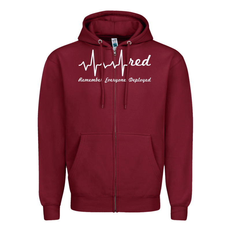 Red Friday Military Remember Everyone Deployed Heartbeat T Shirt Zipper Hoodie by linhVisuals | Teevron