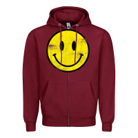 Burgundy vintage retro happy smiley face 80's 90's aesthetic t shirt Zipper Hoodie - linhVisuals