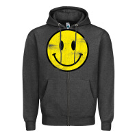 Charcoal Heather vintage retro happy smiley face 80's 90's aesthetic t shirt Zipper Hoodie - linhVisuals