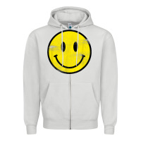 Dove Grey vintage retro happy smiley face 80's 90's aesthetic t shirt Zipper Hoodie - linhVisuals