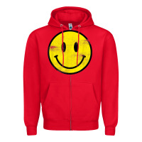 Red vintage retro happy smiley face 80's 90's aesthetic t shirt Zipper Hoodie - linhVisuals