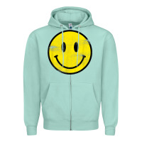 Seafoam vintage retro happy smiley face 80's 90's aesthetic t shirt Zipper Hoodie - linhVisuals