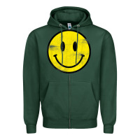 Sports Green vintage retro happy smiley face 80's 90's aesthetic t shirt Zipper Hoodie - linhVisuals