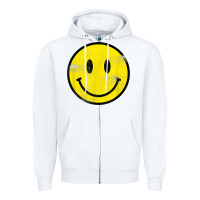 White vintage retro happy smiley face 80's 90's aesthetic t shirt Zipper Hoodie - linhVisuals