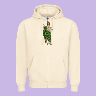San Judas1 Zipper Hoodie Designed By Jahusdesignshop