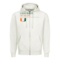 Oatmeal Heather The university of miami Zipper Hoodie - linhVisuals