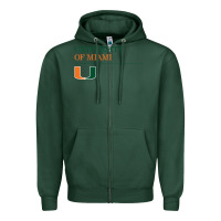 Sports Green The university of miami Zipper Hoodie - linhVisuals