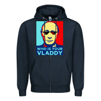 Navy who is your vladdy Zipper Hoodie - linhVisuals
