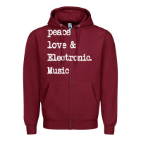 Peace Love & Electronic Music  Edm Techno T Shirt Zipper Hoodie | Teevron
