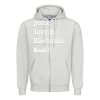 Dove Grey peace love & electronic music  edm techno t shirt Zipper Hoodie - linhVisuals